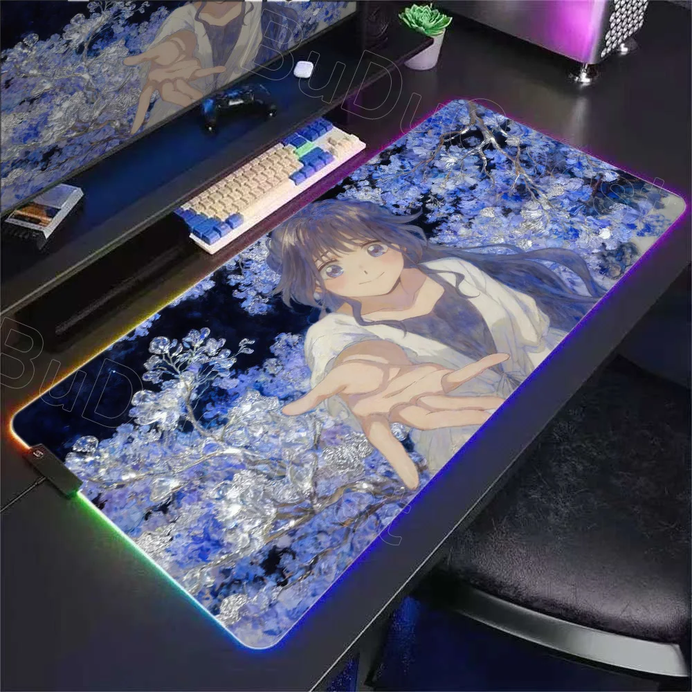 900x400 مللي متر لعبة اكسسوارات حصيرة لوحة المفاتيح أنيمي زهرة عطرة تزهر مع كرامة RGB ماوس الوسادة لطيف Kaoruko Waguri ماوس