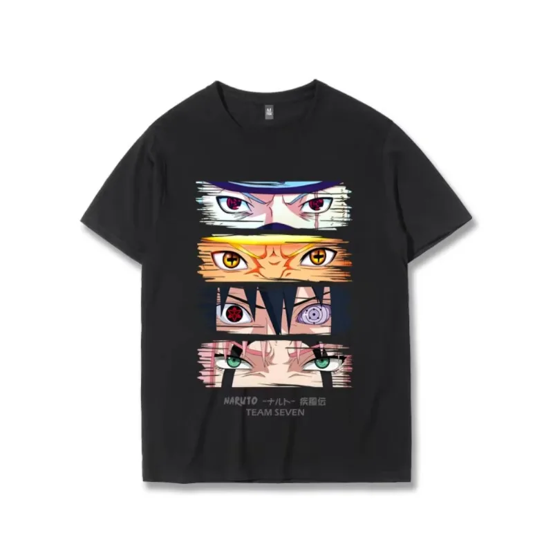 New Trendy Children's T-shirt Hot Selling Japanese Anime Naruto Pure Cotton Cartoon Printed Parent-child Outfit Short Sleeved