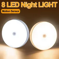 8 LED Motion Sensor Night Light USB Rechargeable Wireless Magnetic Led Wall Lamp Kitchen Staircase Closet Lights Bedroom Decor