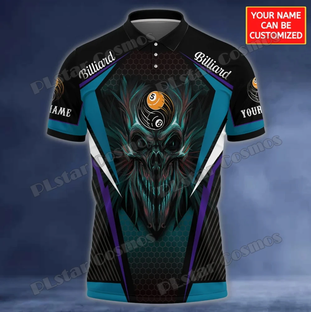 Billiard And Beer Lover Personalized Name 3D Printed Men's Polo Shirt Summer Unisex Casual Shirt Gift For Billiard Players POL86