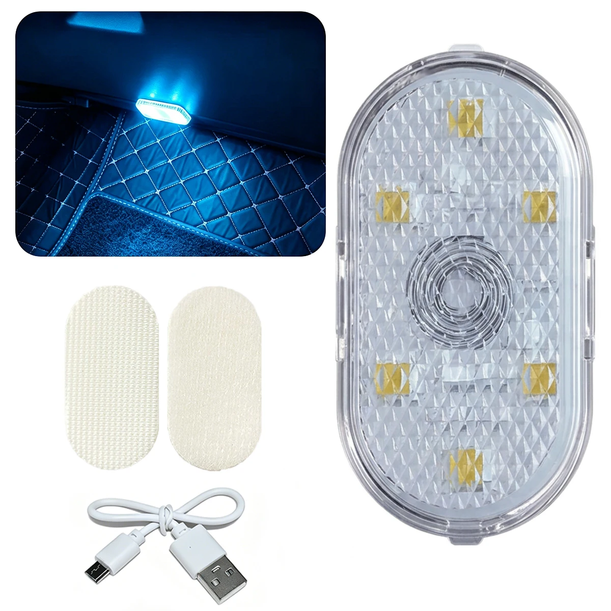 RGB Touch-Control Autoinnenbeleuchtung USB-Aufladbar 6 LED-Perlen Auto-Fußraumbeleuchtung 7-Farben Auto-Deckenleuchte Nachtlicht