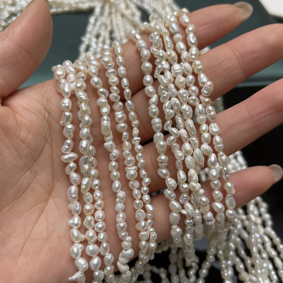 3-4 مللي متر 4-5 مللي متر بشكل غير منتظم لؤلؤ المياه العذبة الطبيعية ستراند الخرز لصنع المجوهرات DIY بها بنفسك النساء قلادة سوار إكسسوارات