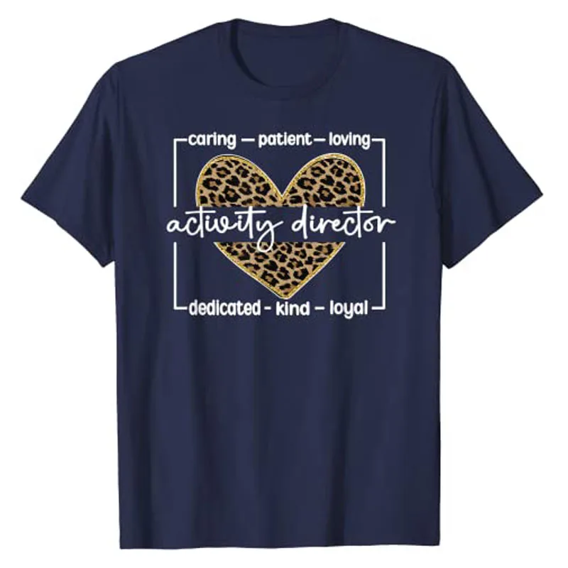 Activity Director Appreciation Activity Coordinator T-Shirt Leopard Print Graphic Professional Tee Tops Gifts for Women Men Love