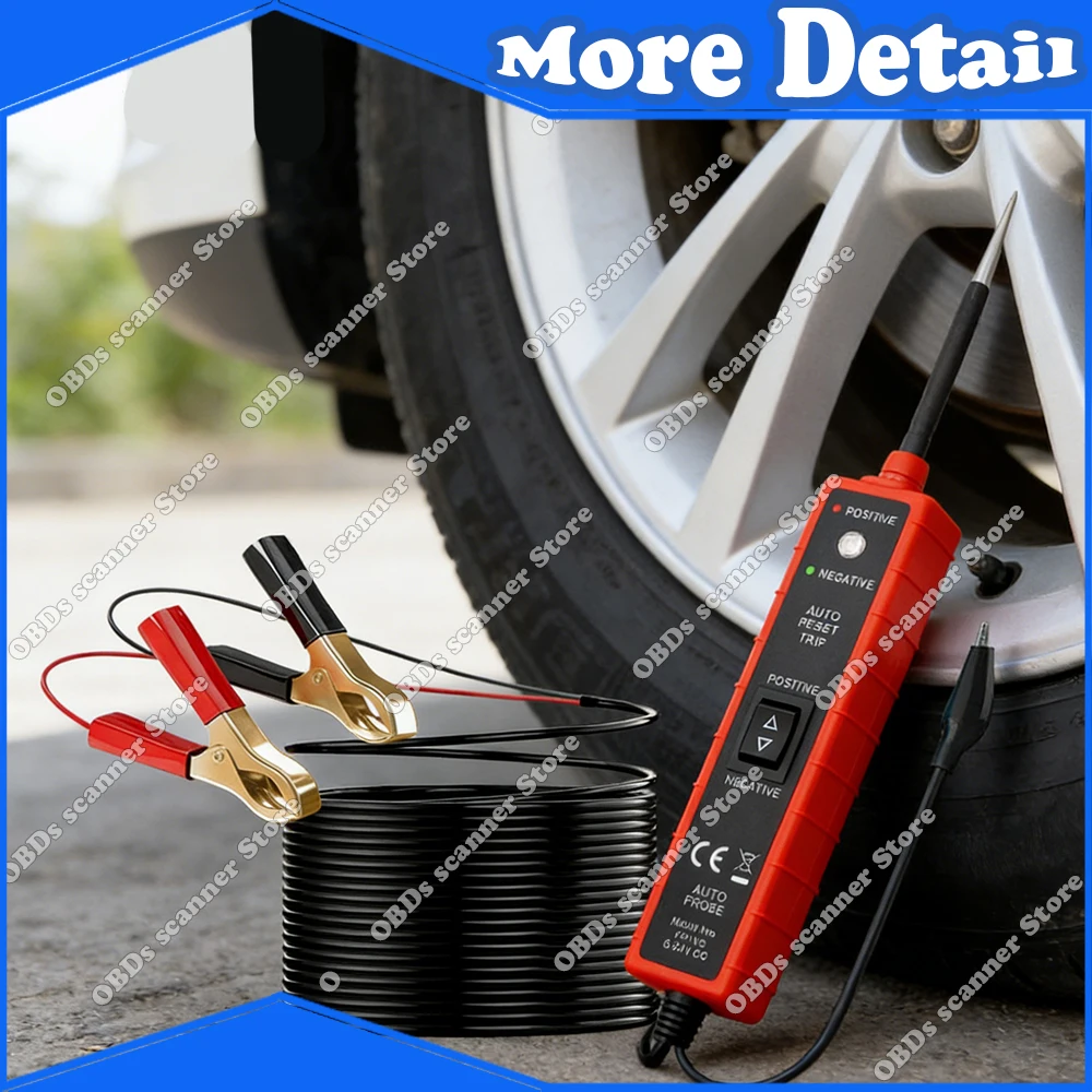 Power Circuit Probe Tester 6-24V DC Test Light Short Circuit Automotive Component Electrical Polarity Identify Continuity Tester