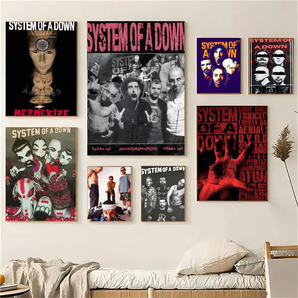 System Of A Down band Poster Self-adhesive Advanced Aesthetic Printing Paper Wall Art for Living Room Home Decor