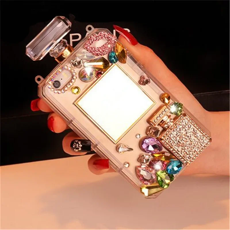 Luxury Crossbody perfume bottle Phone Case For Samsung Galaxy S24 S20 Plus S21 S22 Ultra S23 Capa Note 10 20 Bling rhinestones