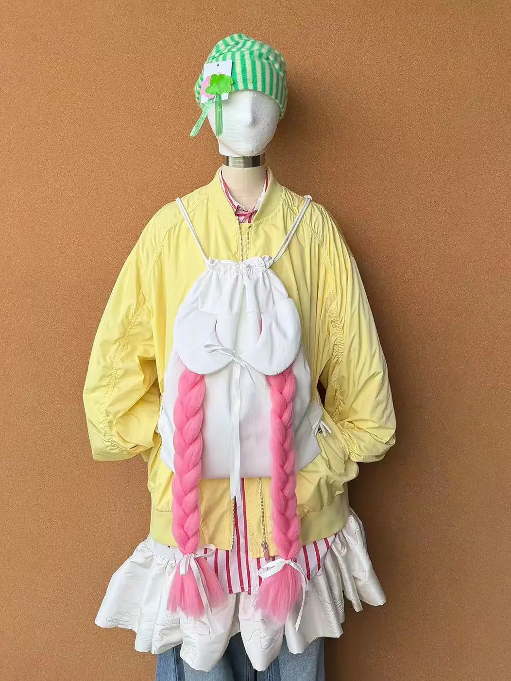 Backpack Girls Peter Pan Collar Nylon Fashion Sweet New High-Capacity Backpack Twin Tails Girls Bag