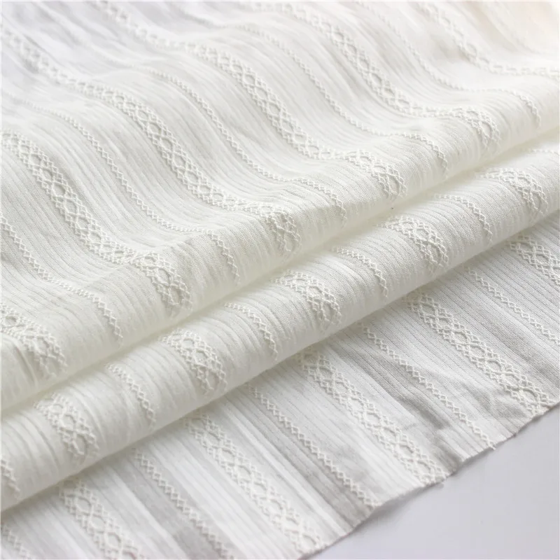 150x50cm White Cotton Jacquard Idyllic Minimalist Sewing Fabric, Making Women\'s Shirt Skirt Children\'s Clothing Cloth