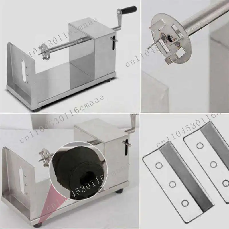 Manual potato peeler, stainless steel body, hand drill, spiral cutter, suitable for street food stalls