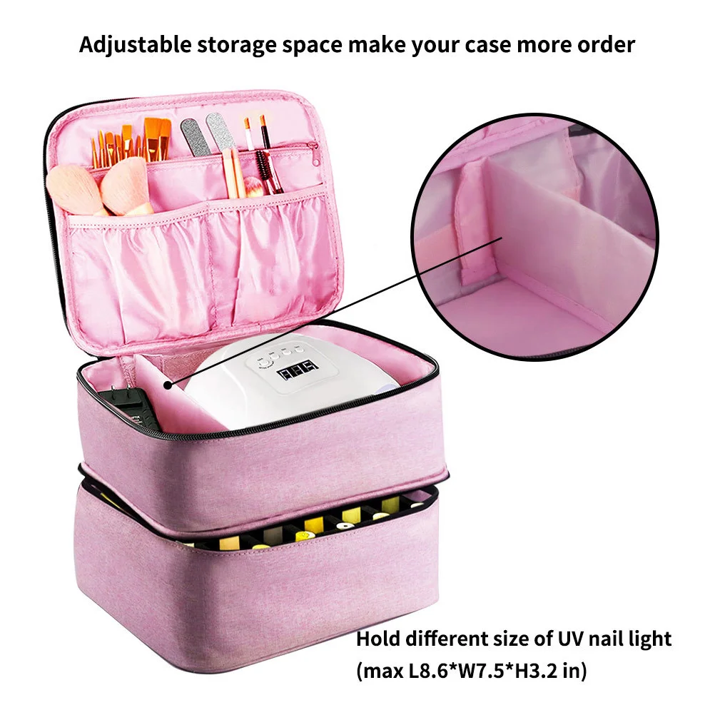 Travel Toiletries Makeup Bag Nail Polish Storage Box Women Cosmetics Sundries Organizing Pink Toiletry