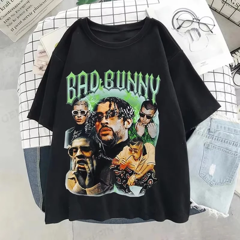 

Bad Bunny Un Verano Sin Ti album Graphic cotton men's shirt Hip Hop O-Neck Short Sleeve women's summer fashion oversized Tshirt