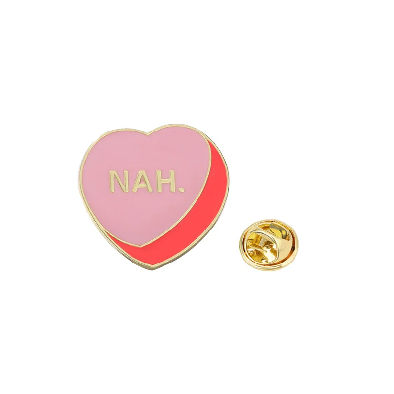 Cartoon pink love enamel badge Creative English letters NAH pin buckle small brooch clothing bags hats accessories jewelry gifts