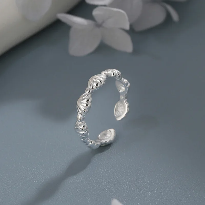 

PONYKISS 925 Sterling Silver Cute Shell Opening Rings for Women Animal Fine Jewelry Minimalist Personality Accessories in Summer
