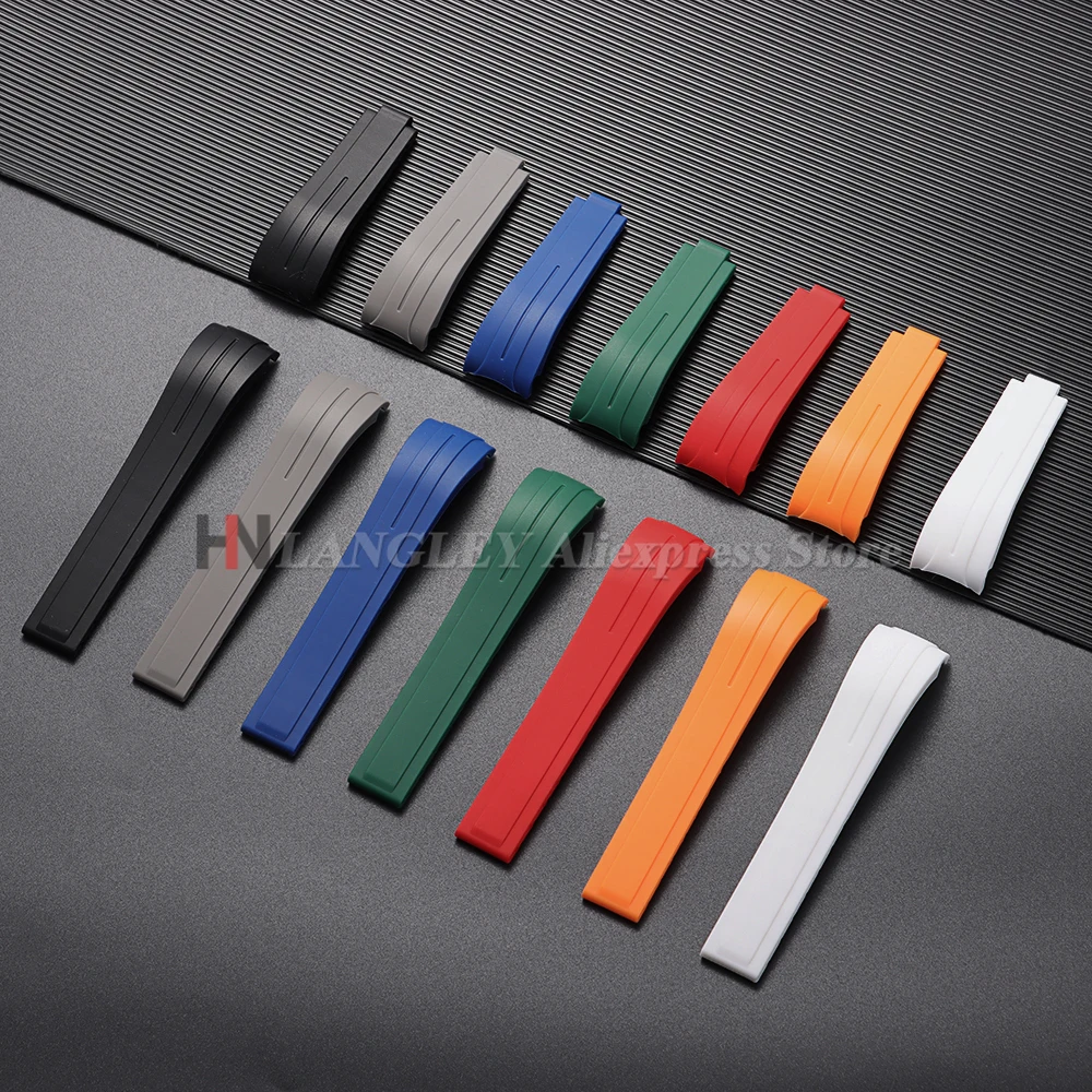 20mm 21mm 22mm cinturino in silicone con estremità curva per Rolex DAYTONA SUBMARINER Yacht-Master GMT Explorer cinturino da polso braccialetto sportivo in gomma