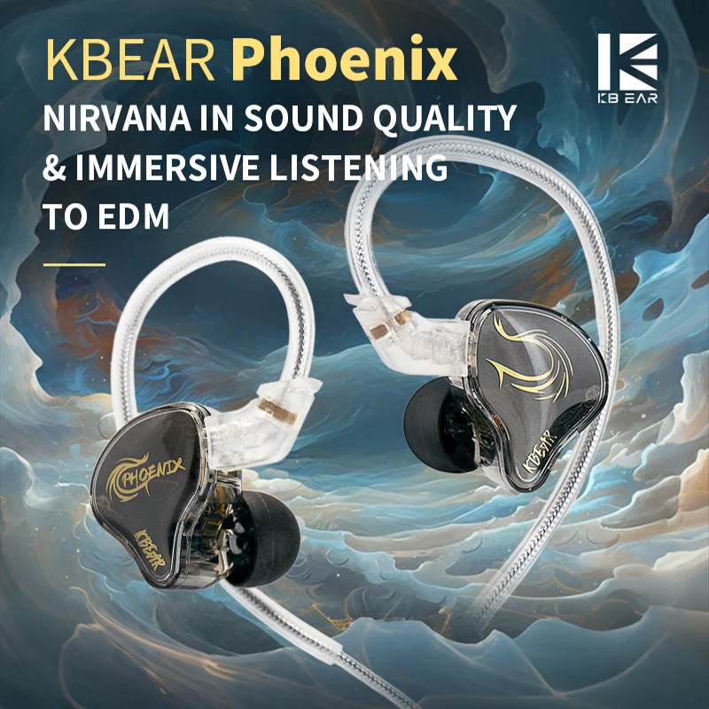 KBEAR Phoenix PT01 10mm PET Diaphragm Dual-Magnetic-Circuit Dynamic Driver In-Ear HIFI Earphones Non-replaceable Cable