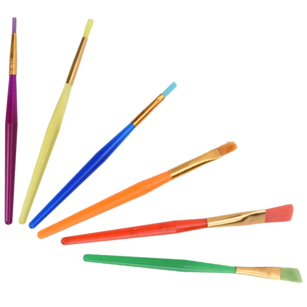 6PCS Nylon Bristles Cake Decorating Pen Low Shedding Soft Cake Brush Set Metal Ferrules Colorful Fondant Cake Tool Sugar Craft