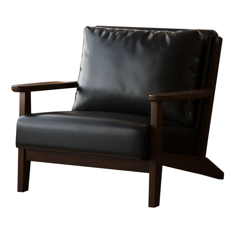 

Medieval single sofa chair retro oil wax leather cafe sofa dessert milk tea shop hotel homestay small sofa