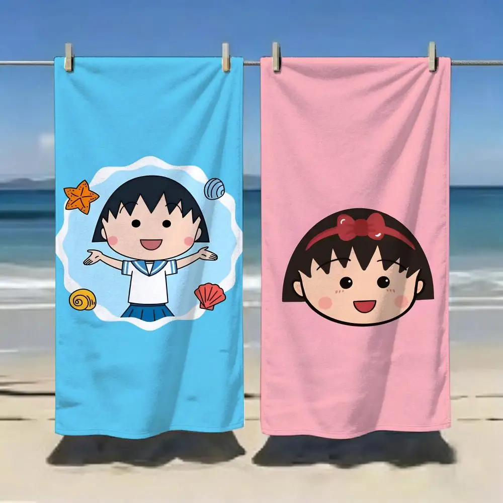 Kids Anime Character C-Chibi Maruko chan Towel Microfiber soft Beach Towel for Travel Fitness Sauna Bathing Camping