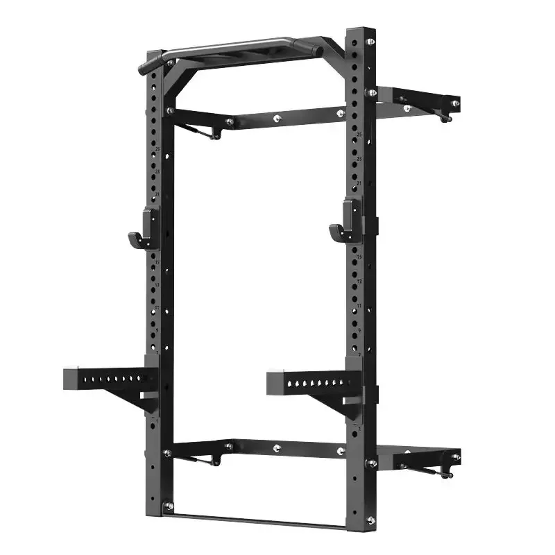 Wall Mounted Squat Rack Multifunctional Home Gym Equipment Adjustable Foldable Pulldown Bench Press Rack