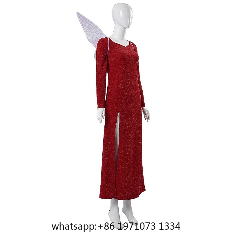 Movie Shrek Cosplay Costume Fairy Godmother Red Dress For Adult Women Halloween Carnival Disguise stage show Suit