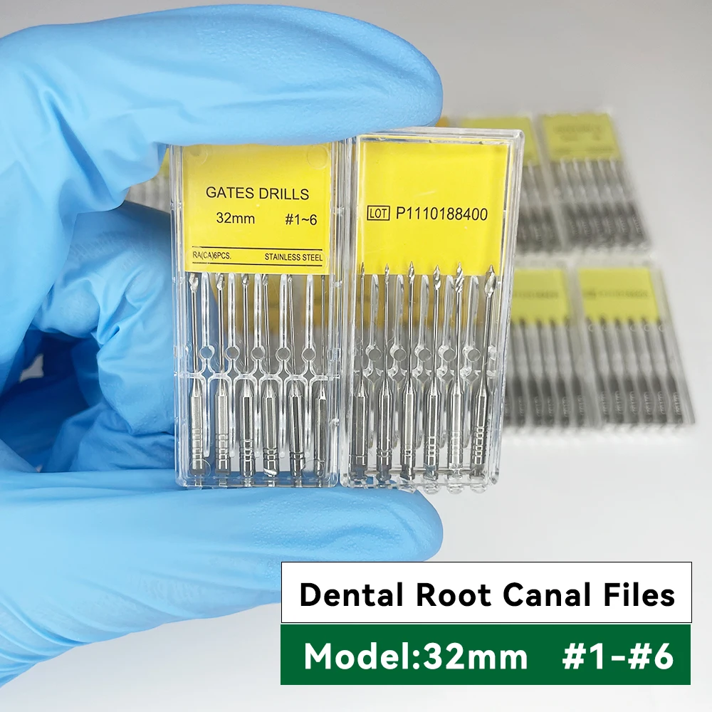

6Pcs/Pack 32mm #1-6 Dental Endodontic Gates Drill Glidden Rotary Engine Use Stainless Steel Endo Files #1-#6 Tools