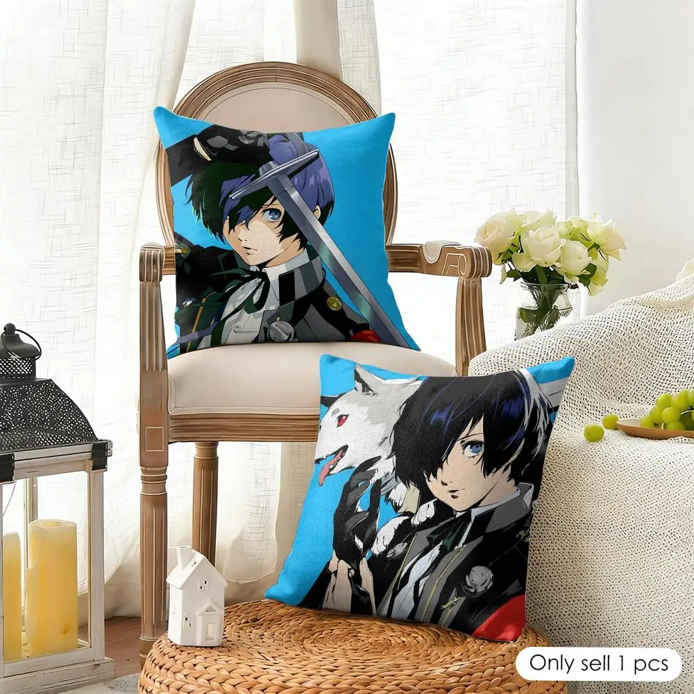 Game Cool P-Persona 3 Cushion Cover Organic Linen Square Pillow Case Durable Non-Allergenic And Kind To Skin