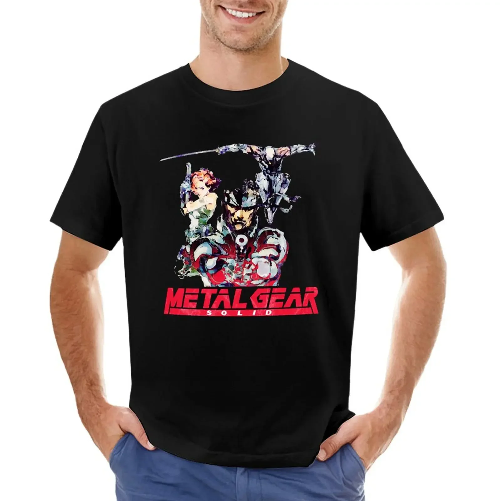 

Retro Metal Gear Solid T-shirt customs sweat anime clothes mens workout shirts