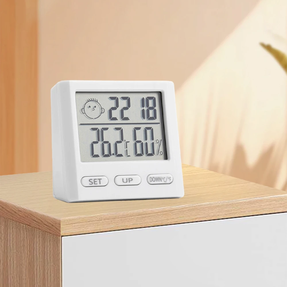 Indoor Digital Temperature Humidity Clock LCD Electronic Thermometer Meter With Stand Hygrometer Humidity Gauge Digital image 6