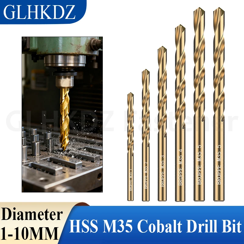 

1-10mm HSS M35 Cobalt Twist Drill Bit Fully Ground HSS M35 Cobalt Drill Bit Straight Shank Drill for Metal Drilling and Opening
