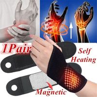 1 Pair Tourmaline Self-Heating Wrist Brace Sports Protection Wrist Belt Far Infrared Magnetic Therapy Pads Braces