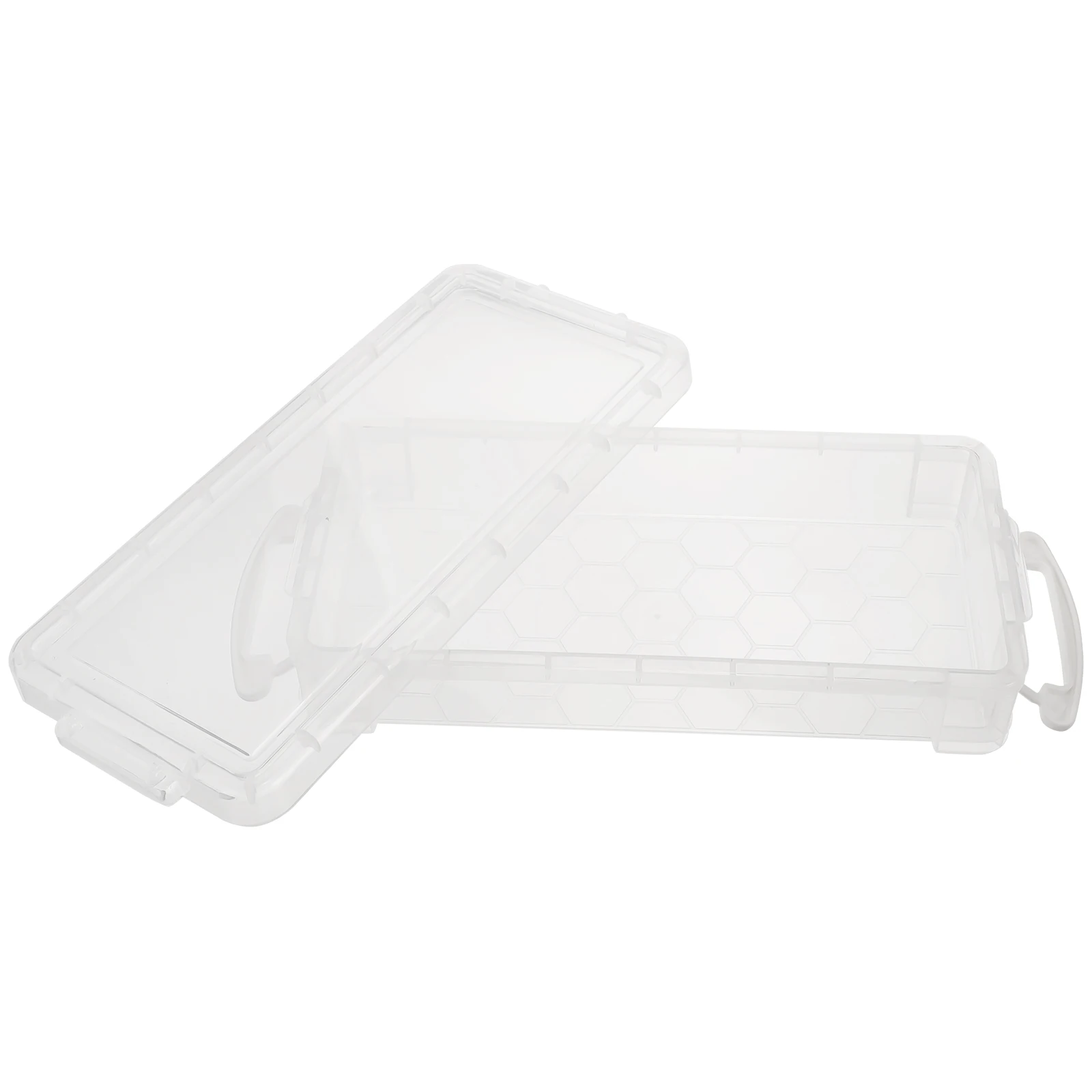 

Transparent Stationery Storage Box Double Buckle Plastic Pencil Case for Pens Crayons Markers Office Home Student Supplies Large
