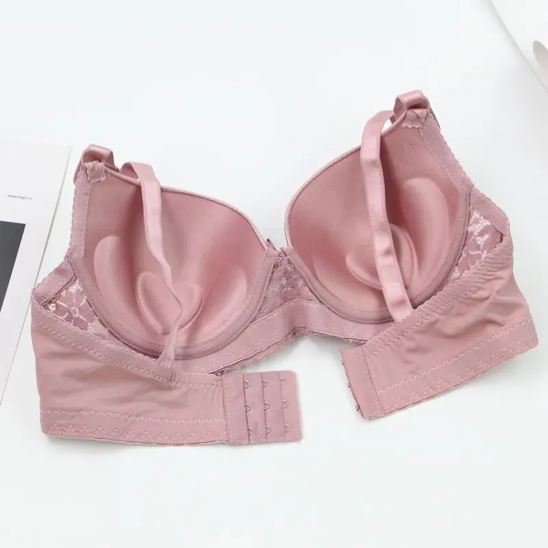 DaiNaFang Push-Up-BHs für Damen, Rosa, Blau, Schwarz, Grau, Beige, Weiß, Burgunderrot, Unterwäsche, Spitze, minimiert nahtlose Dessous – Detail 11