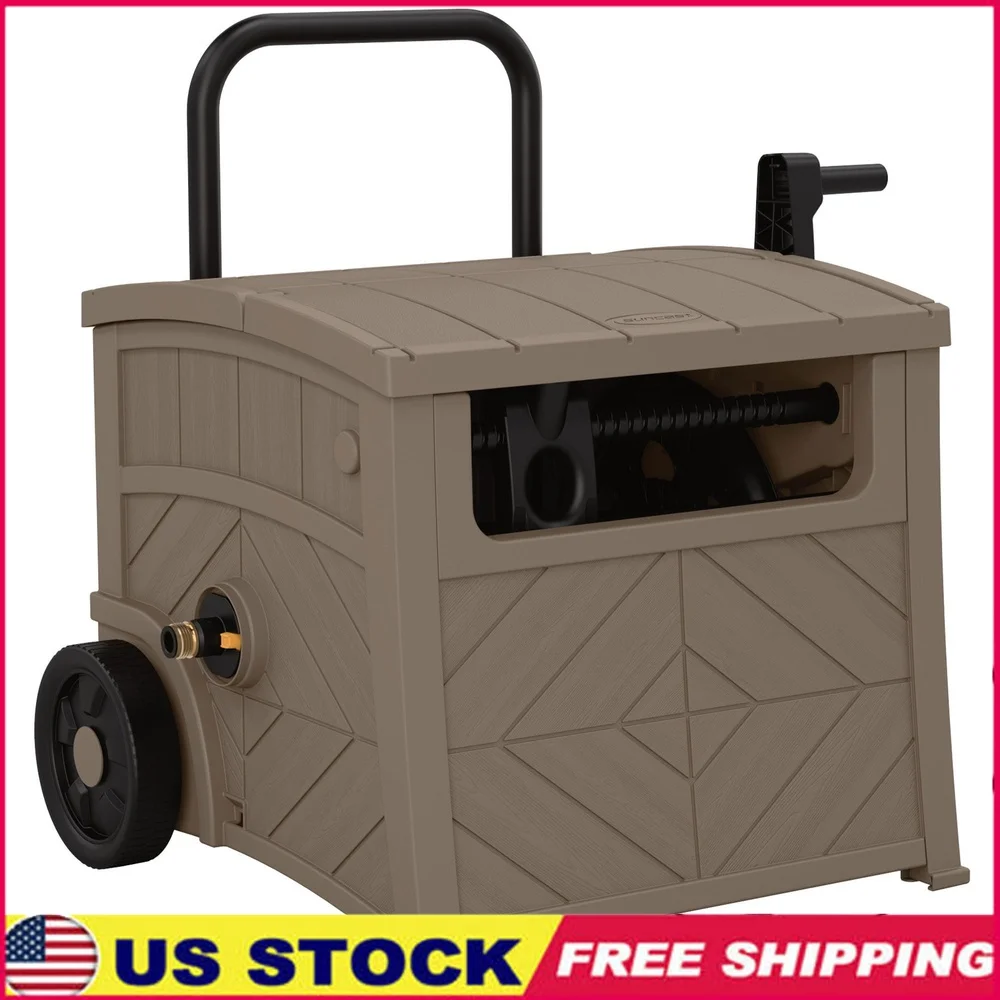 

Wheeled Hideaway Hose Reel Cart 150ft Garden Hose Storage Smart Trak Guide Durable Weather Resistant Easy Mobility Outdoor Decor