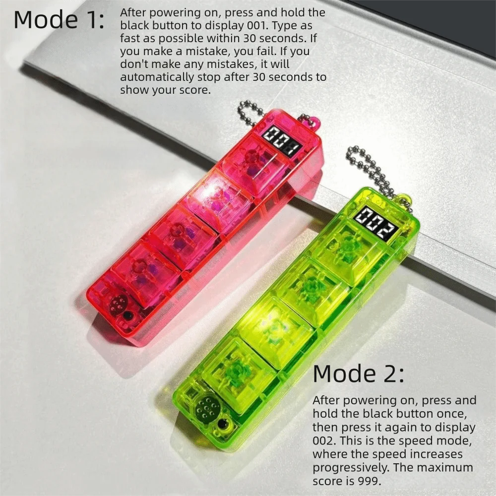 With LED Light Keyboard Fidget Crystal Clicker Calming Game Console Hand Fidget Portable Free Assembly Sensory