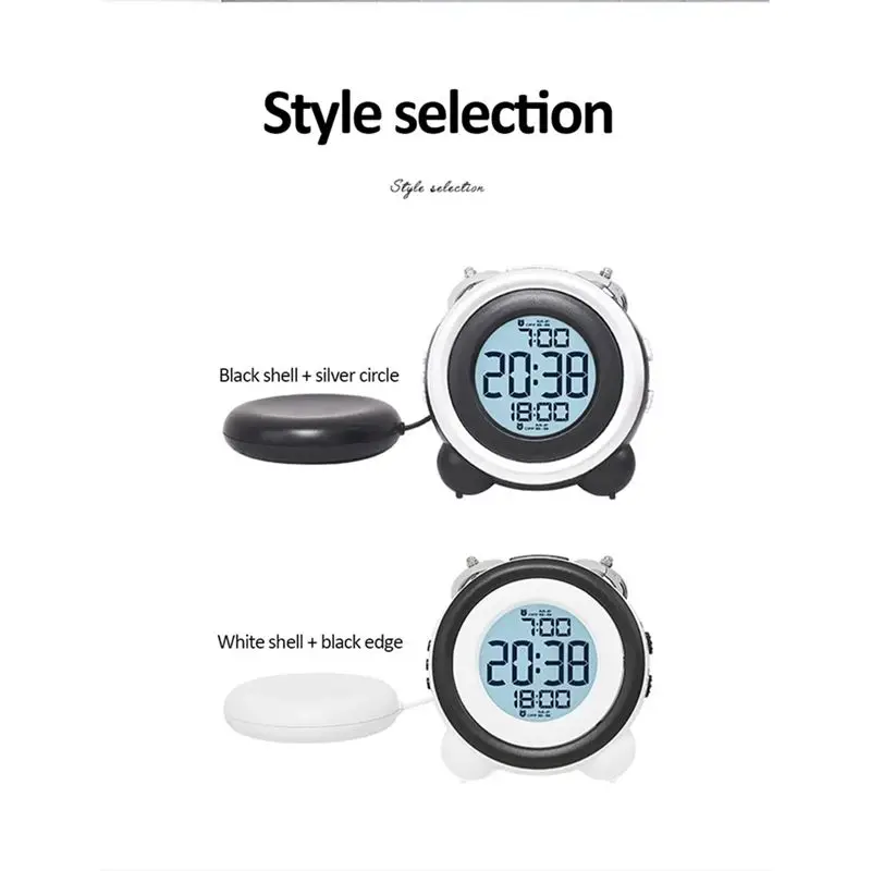 AS63-Vibrating Alarm Clock Super Loud With Dual Functionality Designed For Heavy Sleepers Deaf Individuals For Home Use White