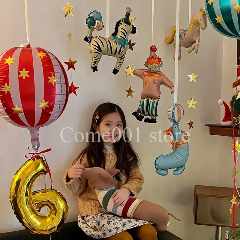 Mini Globos de Circo, Decoración para Fiestas de Cumpleaños Infantiles, Globos de Animales de Dibujos Animados, Lindos Accesorios para Fotos de Baby Shower, Globos Colgantes
