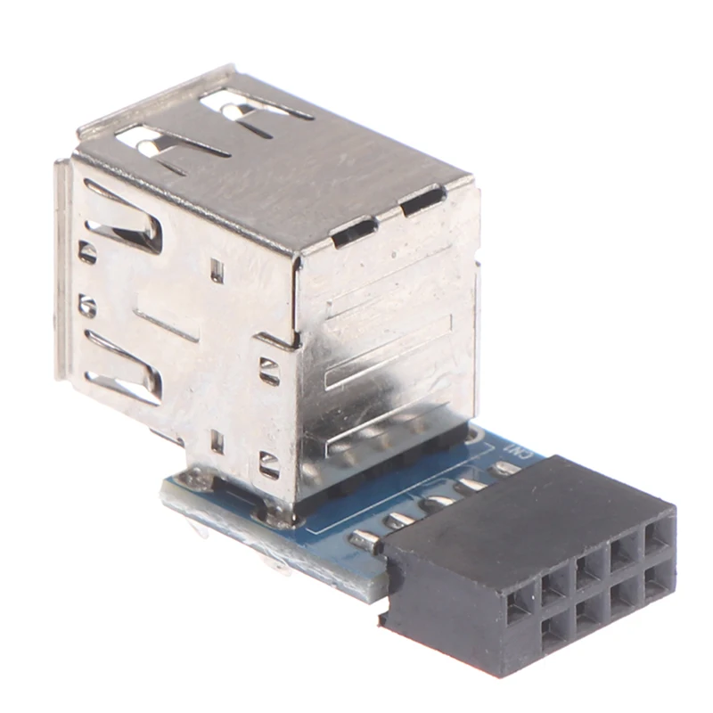 9-pin Motherboard to Dual USB 2.0 Connector Black Motherboard To 2 Ports Usb 2.0 A Female Internal Header Adapter 15g