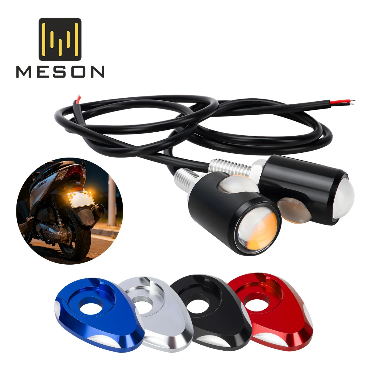 

2PCS Motorcycle Spotlight Tail Light Driving Lamp Motorcycle Decoration Accessories with Aluminum Alloy Lamp Holder Gasket