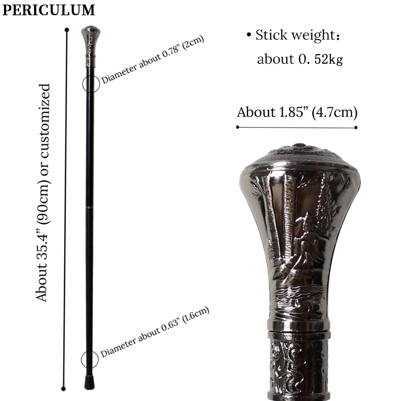 Antique Silver Wolf Head Carved Walking Cane with Detachable Handle Vintage Walking Stick Cosplay Prop for Men And Women view 3
