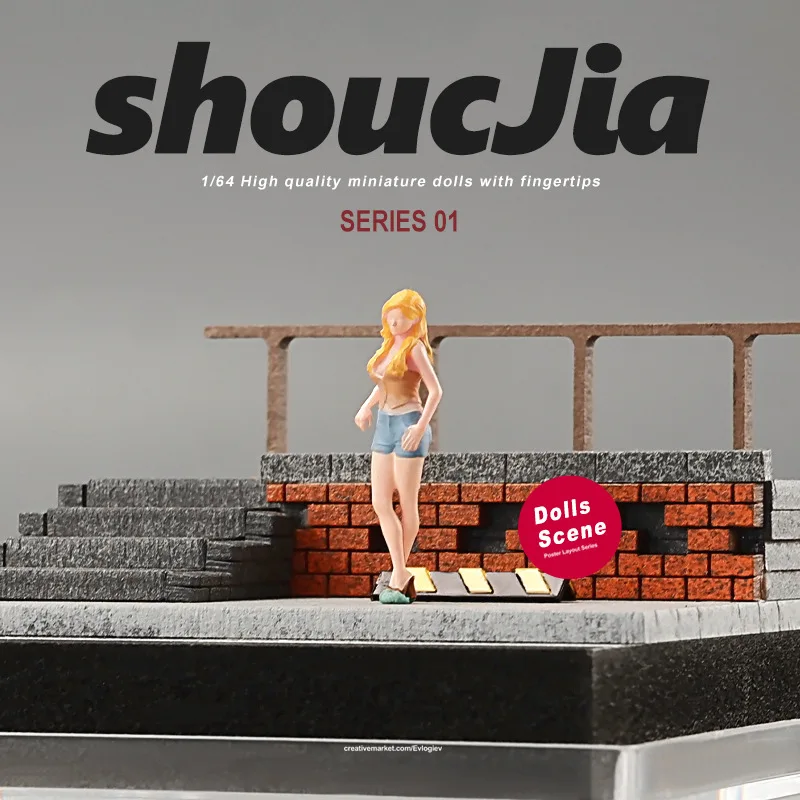 1/64 Scale Resin 3D Printing Miniature Long Haired Blonde Beauty Doll Model Figure Accessory Photography Props Display Fans #2