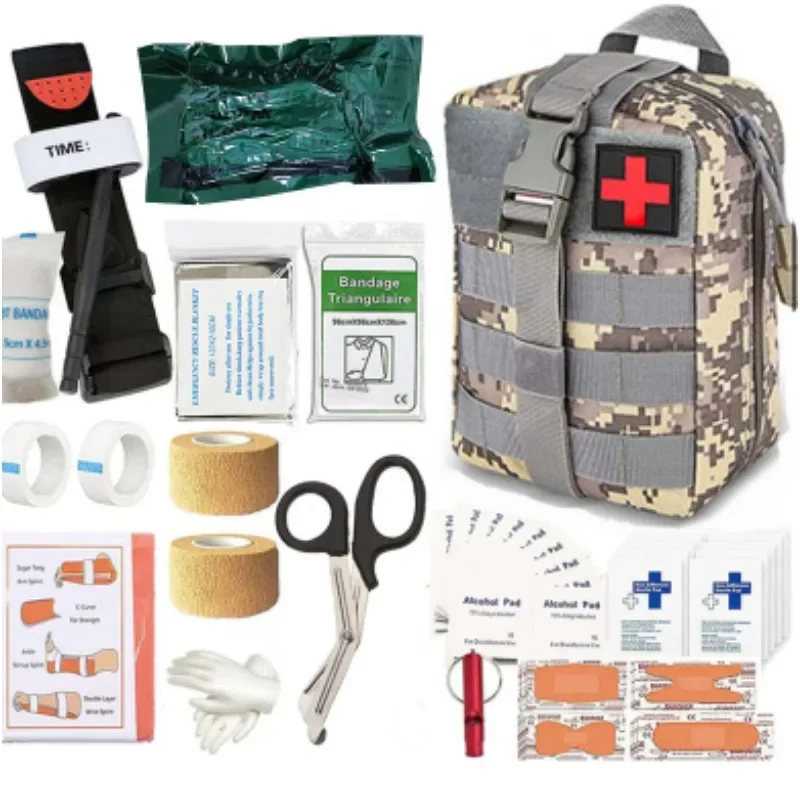 Outdoor Survival First Aid Kit Camping Survival Equipment Trauma Backpack Hemostatic Bandage Fixation Splint Adhesive Bandage