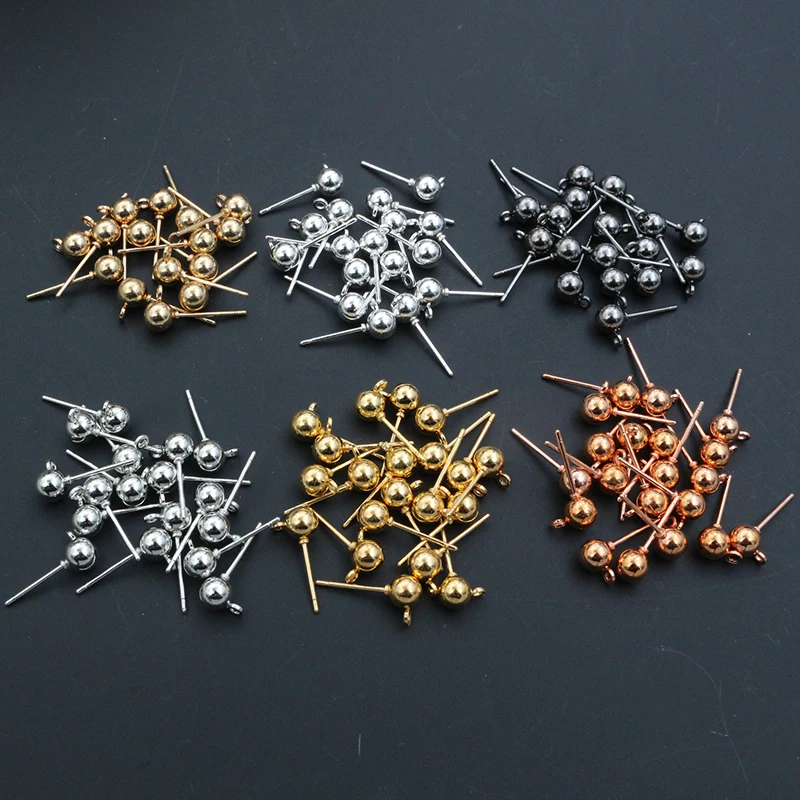 50 teile/los 3/4/5mm 6 Farben Pin Erkenntnisse Stud Ohrring Grundlegende Pins Stopper Stecker Für DIY schmuck Machen Zubehör Liefert