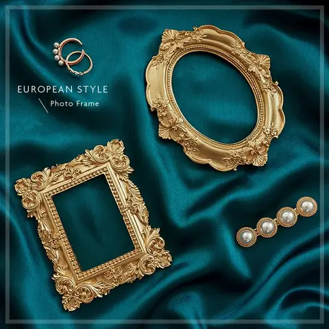 Golden Retro Photo Frame Nail Art Jewelry Decoration Home Decoration Photography Background Shooting Photo Props