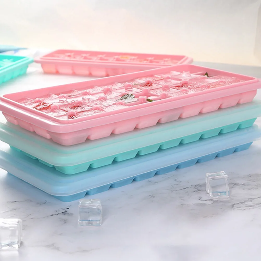 

2Pcs Silicone Ice Cube Makers with Lids Non-Stick Easy Clean Ice Mold Tray for Home Bar Party Travel Food Storage Use