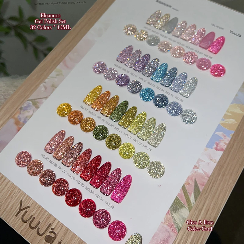 YuuJa 32 Colors Sparkle Glitte - Color Checker Card ulasan dan harga