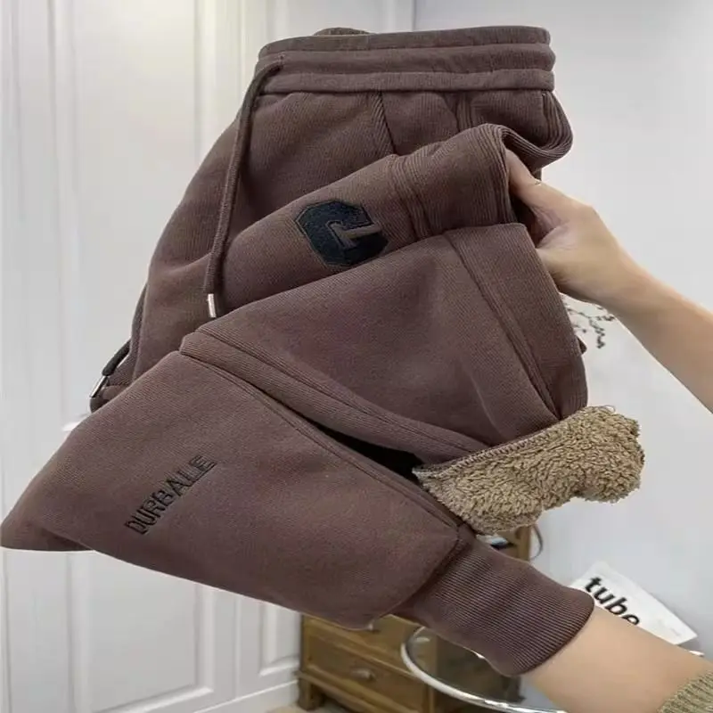 

Мужские повседневные брюки Harajuku Sle Fce на подкладке, свободные теплые брюки, осень-зима, большой размер 40, 60,80, 200, 220 240...