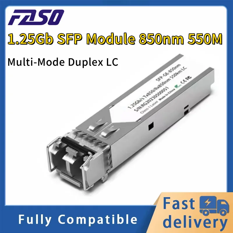 

Fiber Optical SFP Transceiver Module, 1.25G, Gigabit, 850nm, 550M, Multimode Duplex, LC, For Cisco, Mikrotik, Netgear Switch