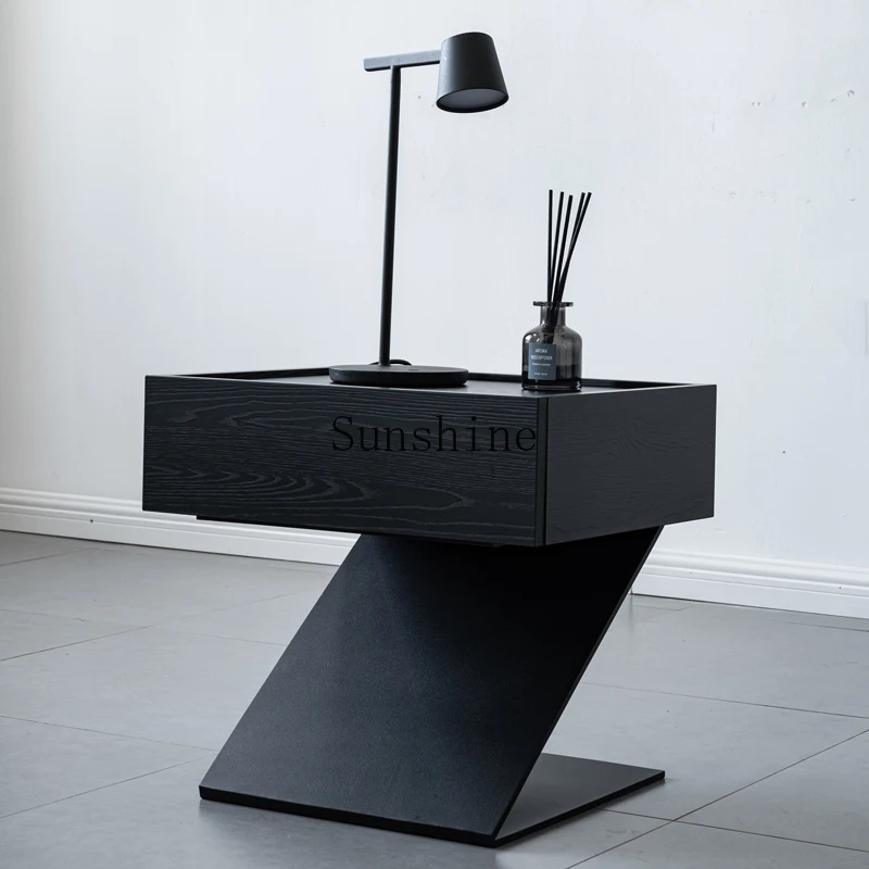 

Italian minimalist steel plate suspended bedside table, bedroom simple bedside storage cabinet