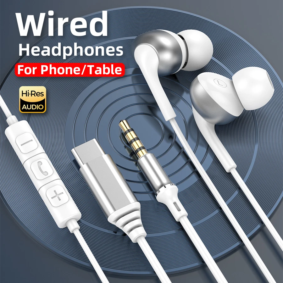 Type C Wired Headphones For Samsung Galaxy S26 S25 S24 S23 In-Ear Headphone A56 A55 A54 Note 20 USB C Earphone HiFi Bass Stereo