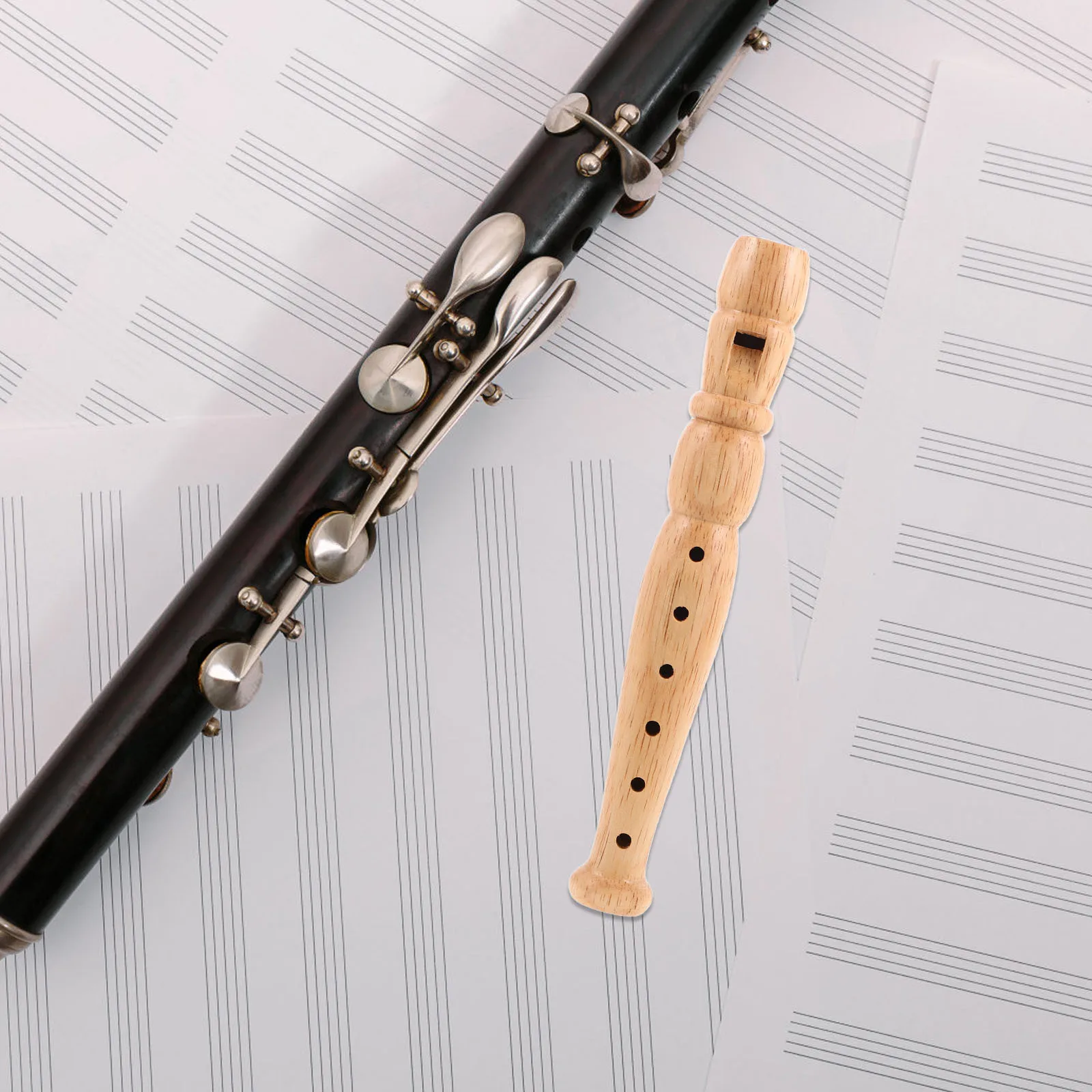 

6-Hole Wooden Recorder Children's Beginner Flute Smooth Grip Lightweight Wind Instrument for School Music Class Home Outdoor